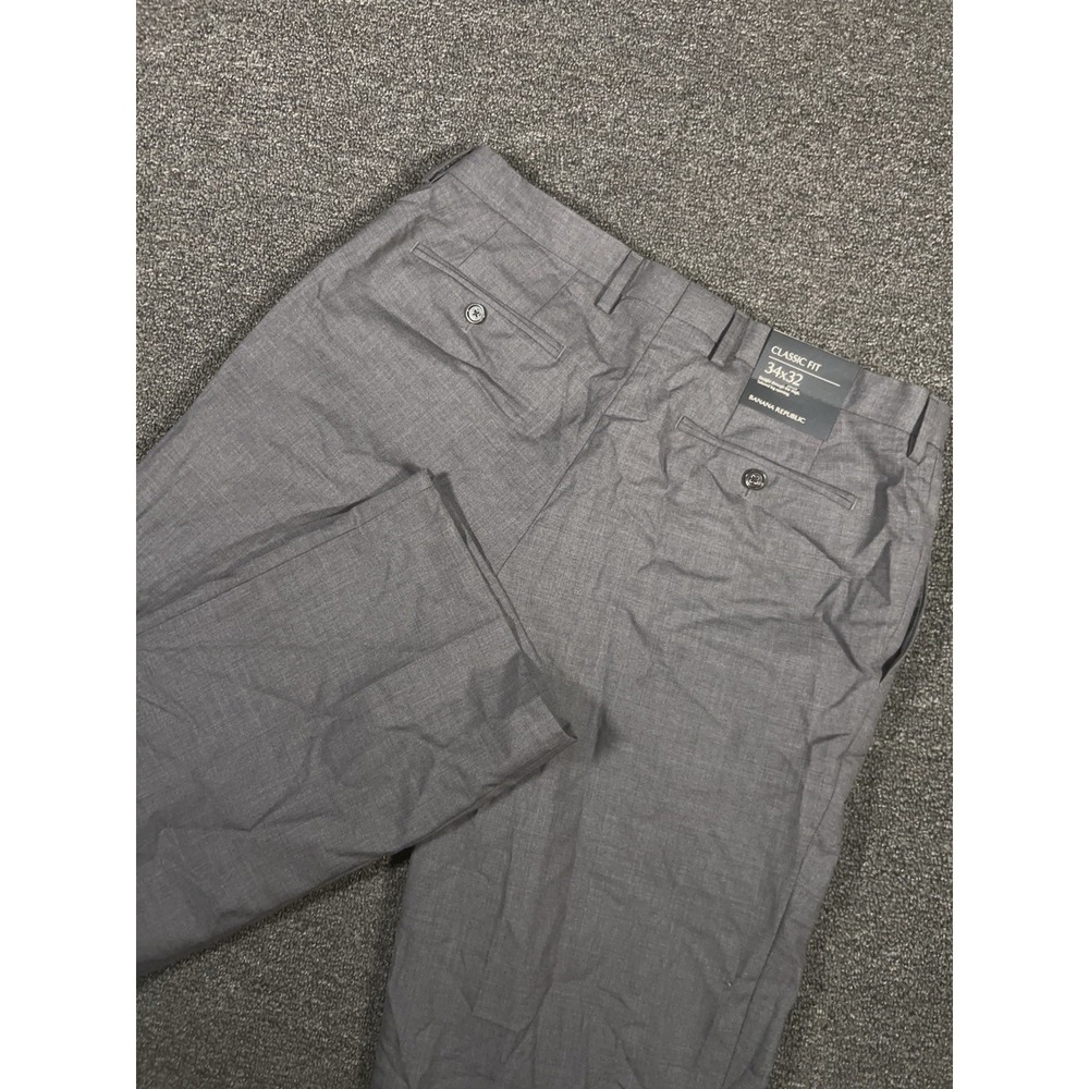 New Banana Republic Dress Pants Men's 34x32 Gray Wool Classic Business